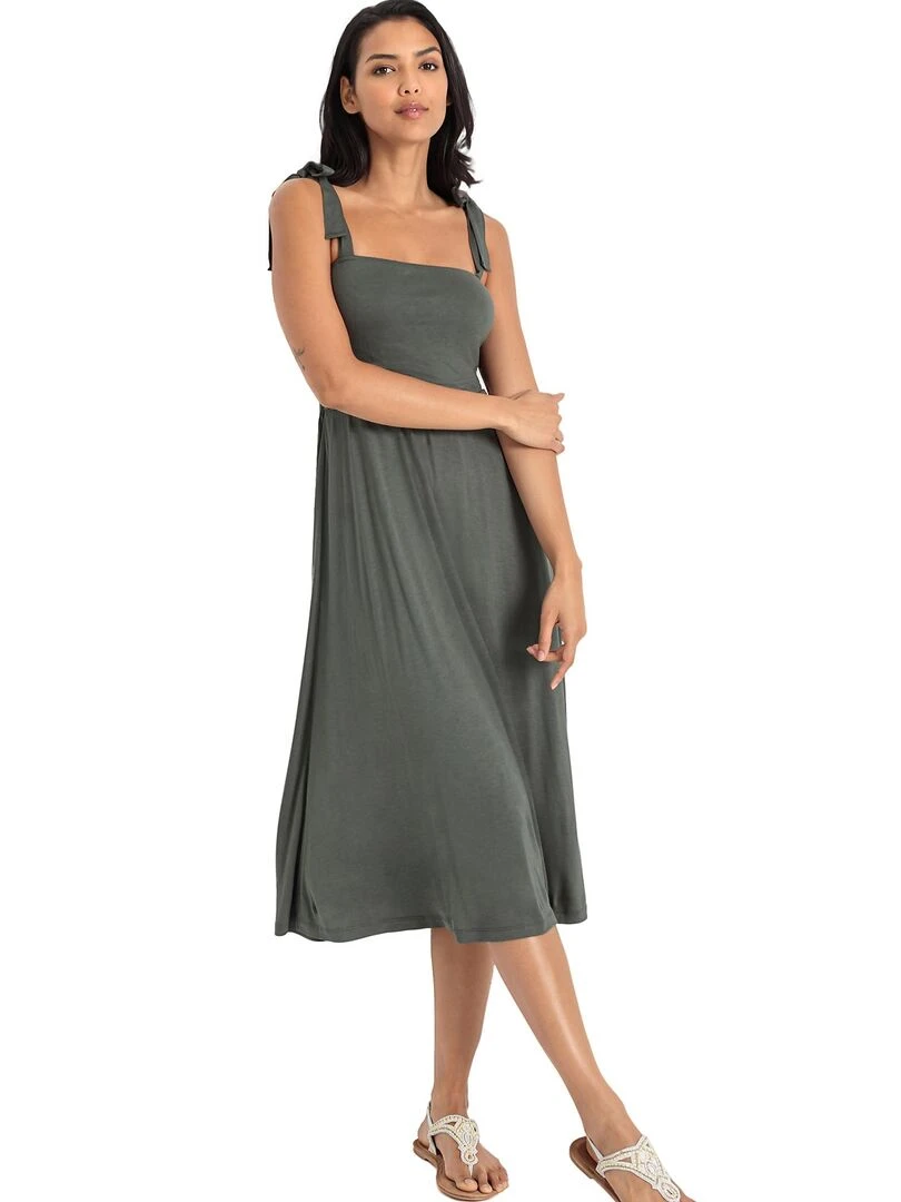 Robe estivale mi longue Olive Kaki