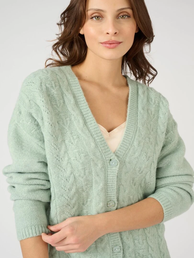 Gilet jeu de maille fantaisie Thermolactyl   Damart   Vert jade