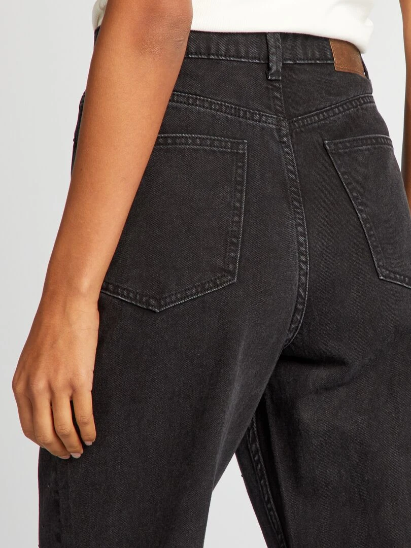 Jean droit à taille haute avec strass   Noir