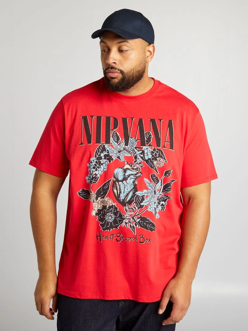 Tee shirt 'Nirvana' à col rond Rouge