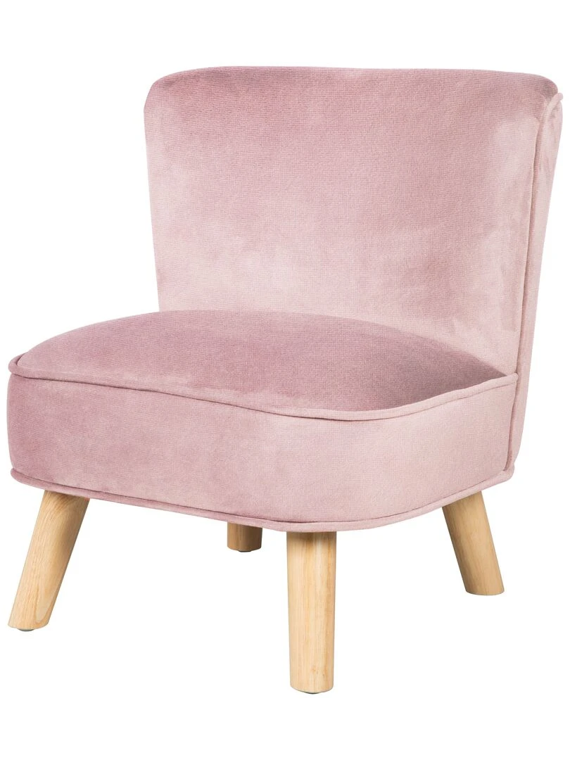 ROBA Mini Fauteuil en Velours "Lil Sofa" Chaise Enfant avec Pieds en Bois Stables Rose Rose