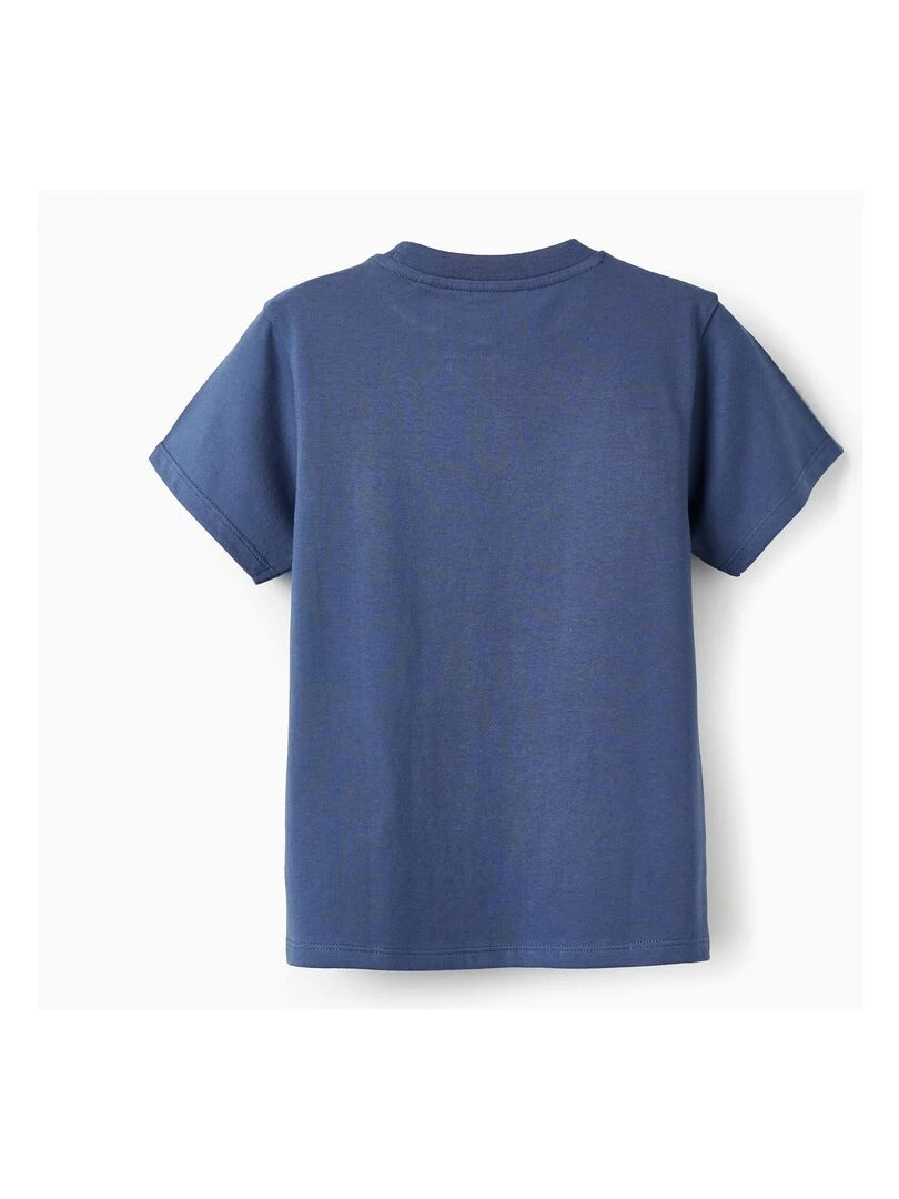 T shirt en coton pour garçon 'Nature is our Home' manches courtes Bleu foncé