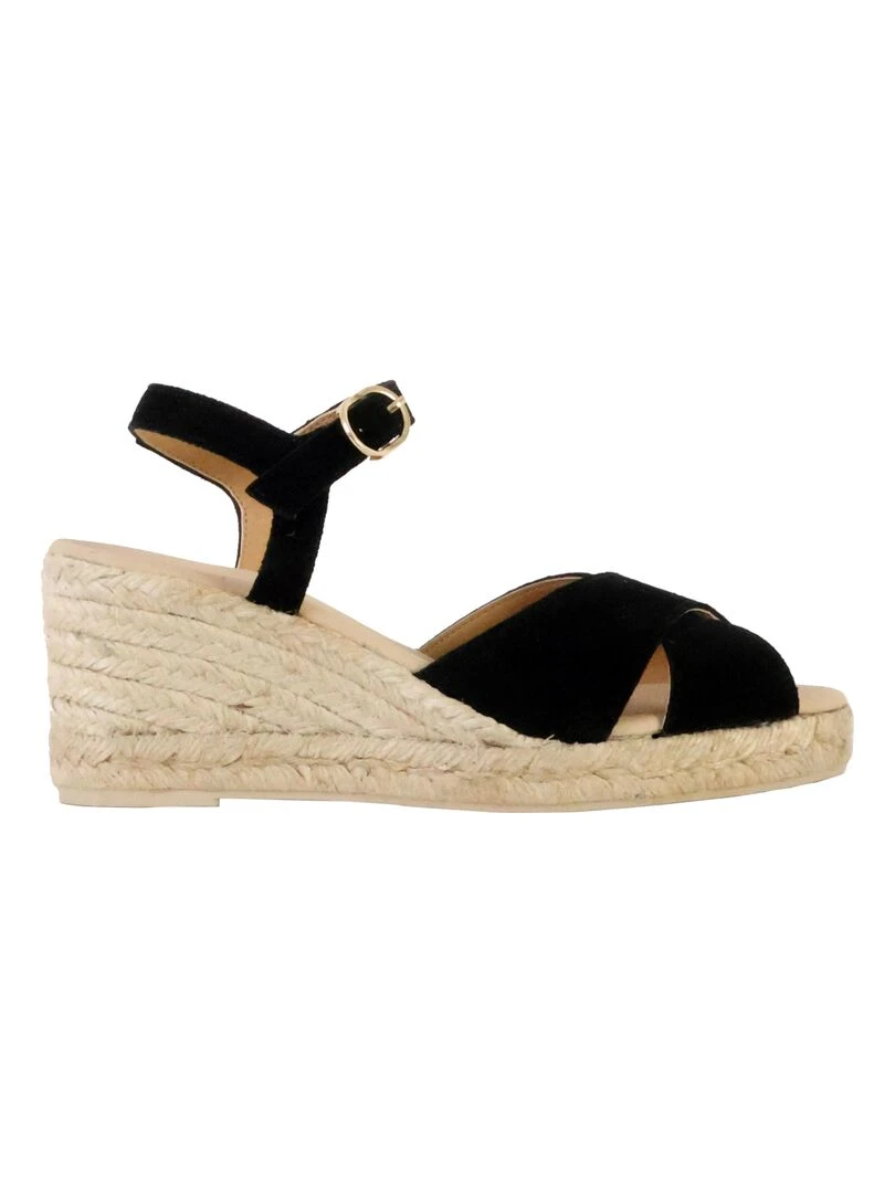 Sandales Compensées Cuir Geox Gelsa   Noir