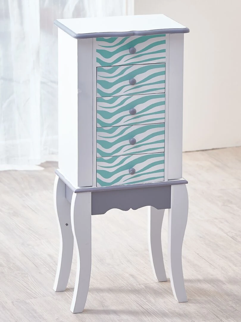 Meuble armoire à bijoux présentoir commode en bois zébrée bleu turquoise et blanc Teamson Kids   Bleu
