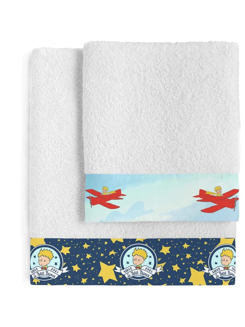 Lot de serviettes Son avion "Happyfriday" Blanc