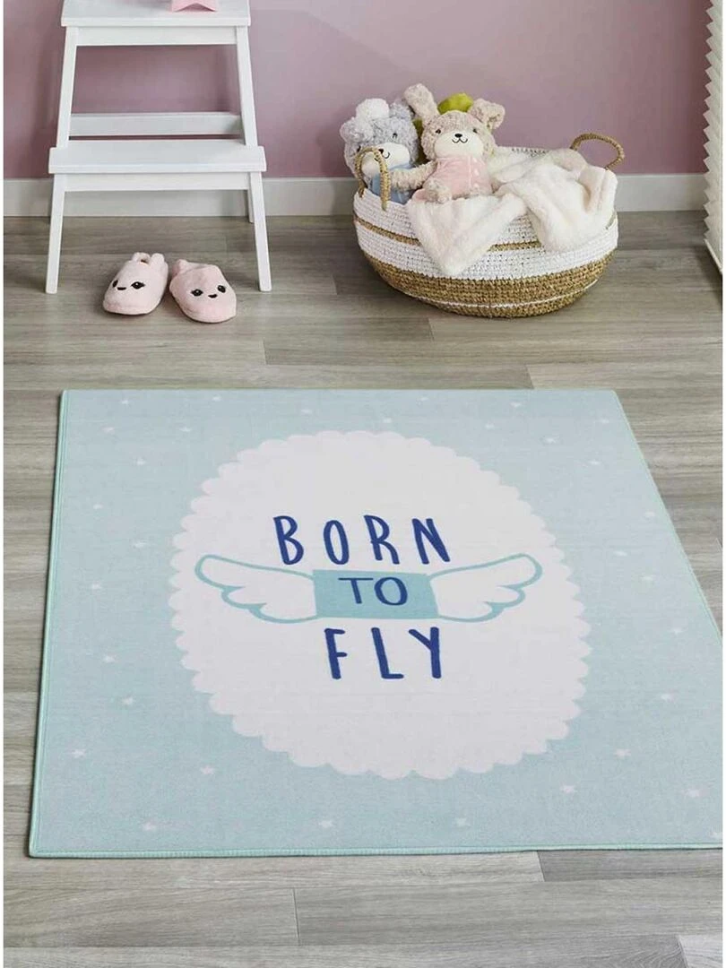 Tapis enfant BORN TO FLY MD Bleu 95x125 Fait en Europe en nylon   Bleu
