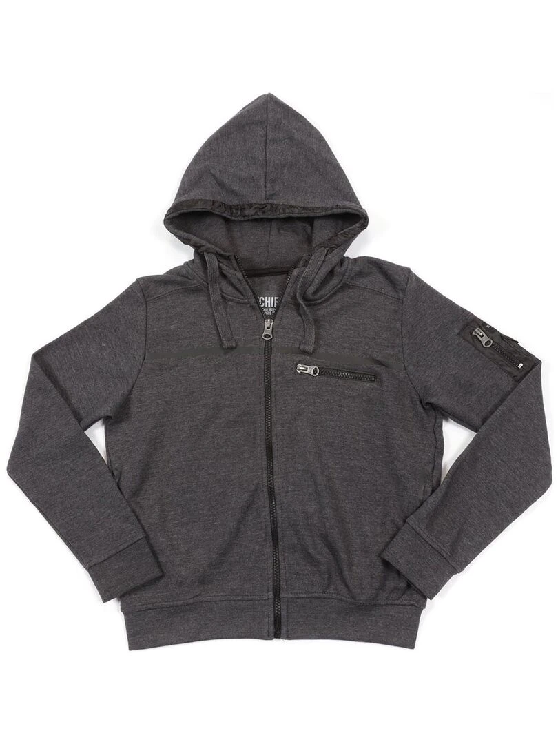 SWEAT ZIPPE CAPUCHE WILEY BOY Gris