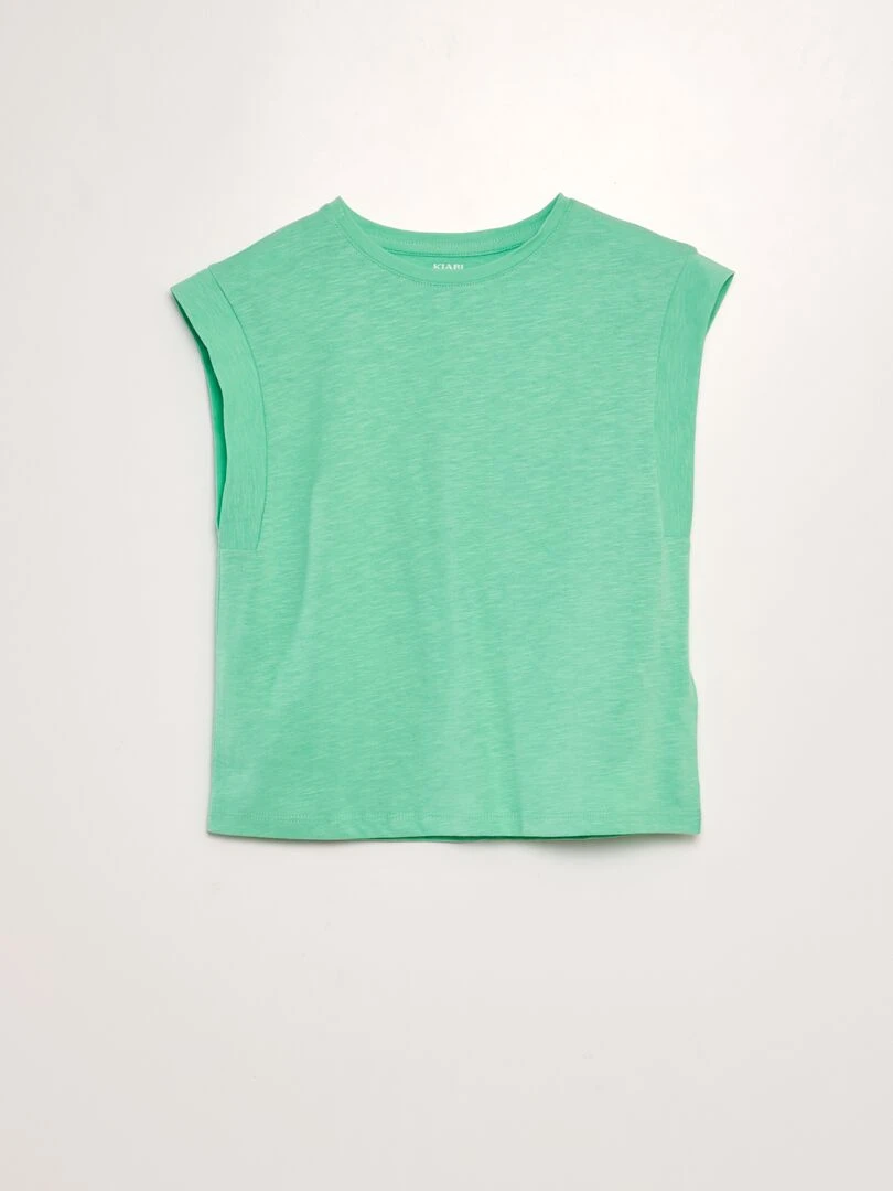 T shirt en jersey à manches très courtes Vert
