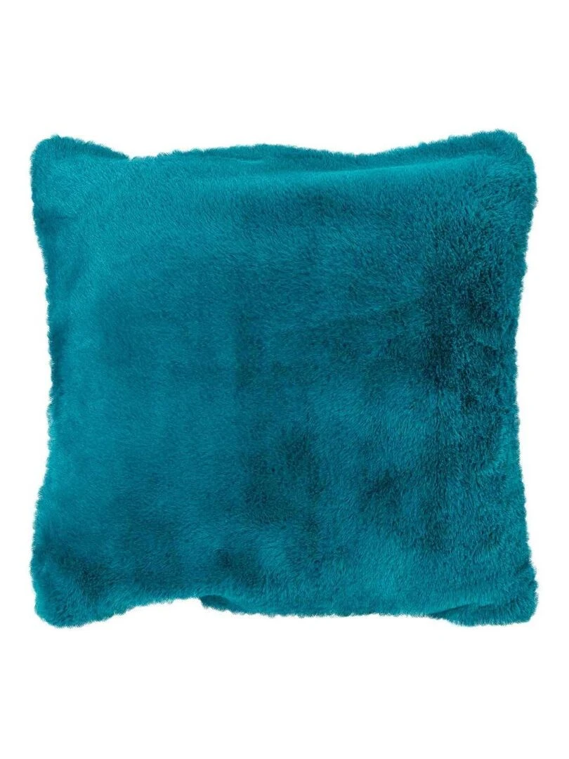 Housse de coussin en imitation fourrure Bleu