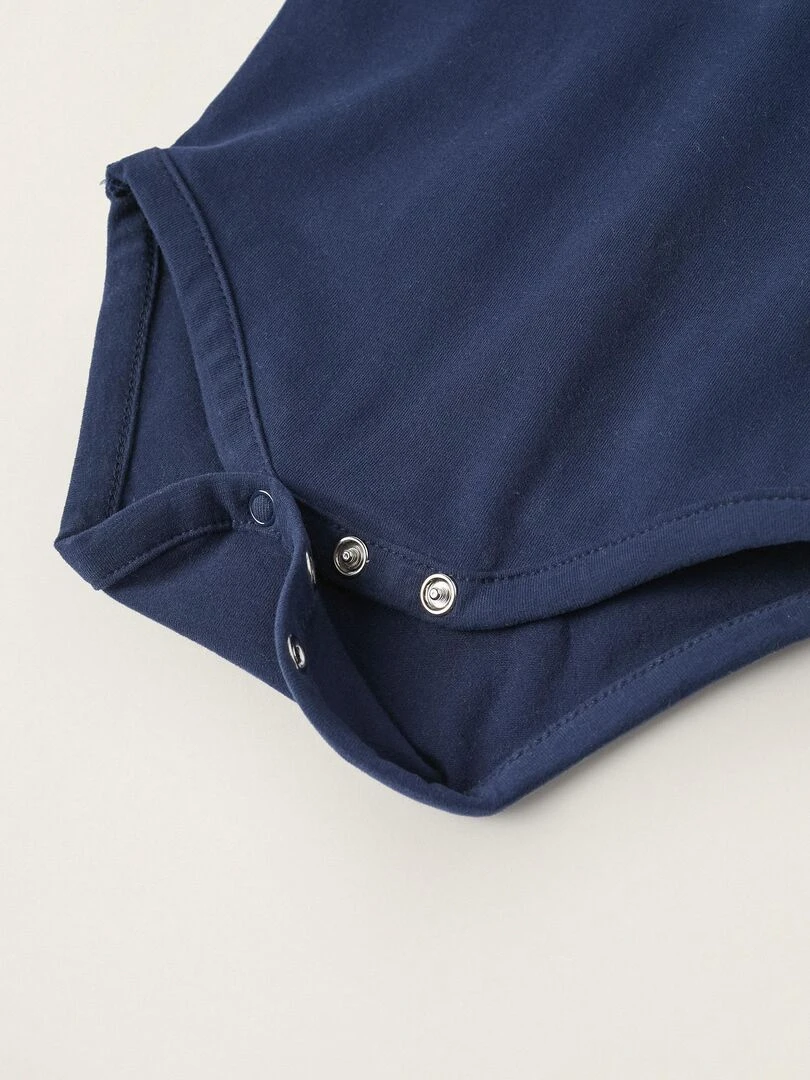 Body polo en coton pour nouveau né manches longues ATLANTIC COMPANY   Bleu foncé