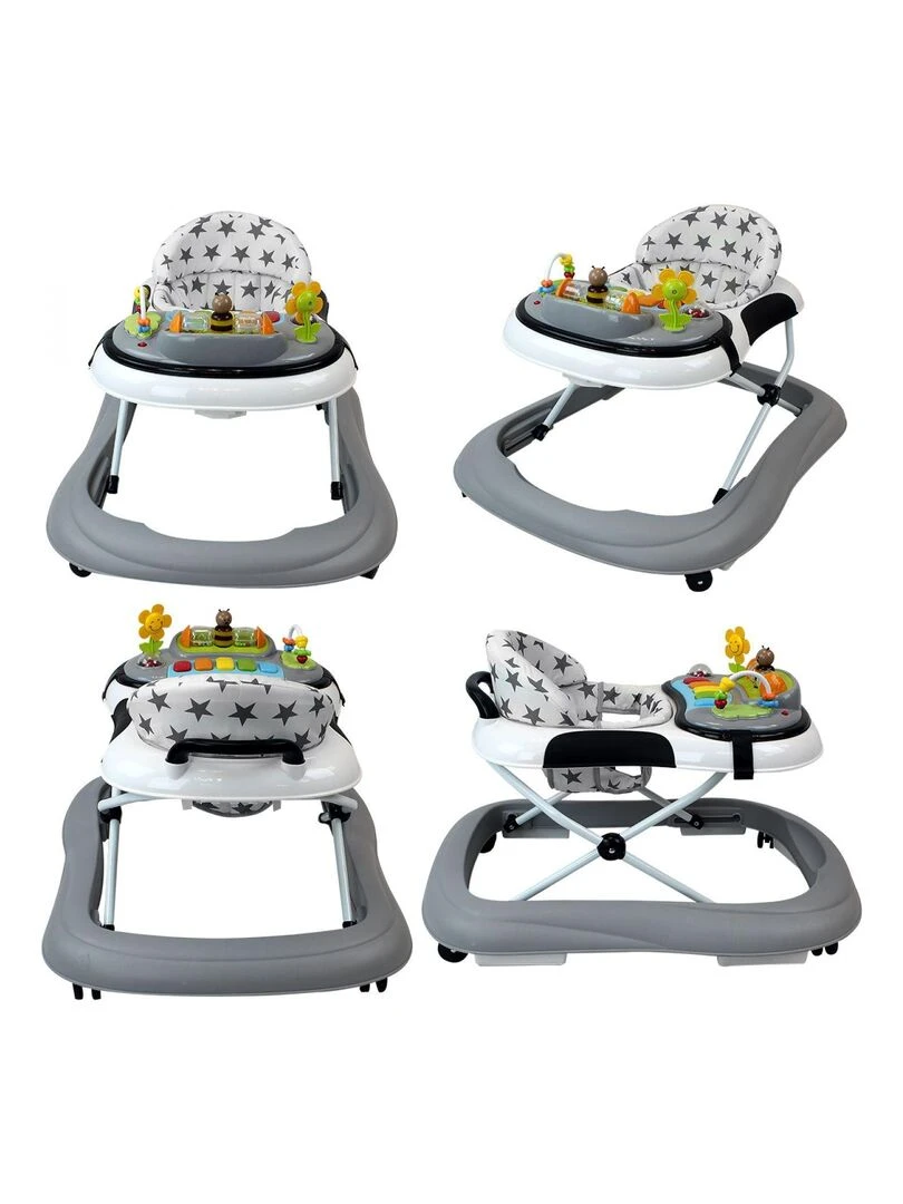 Trotteur bébé évolutif musical pliable réglable en hauteur   Monsieur Bébé   Noir