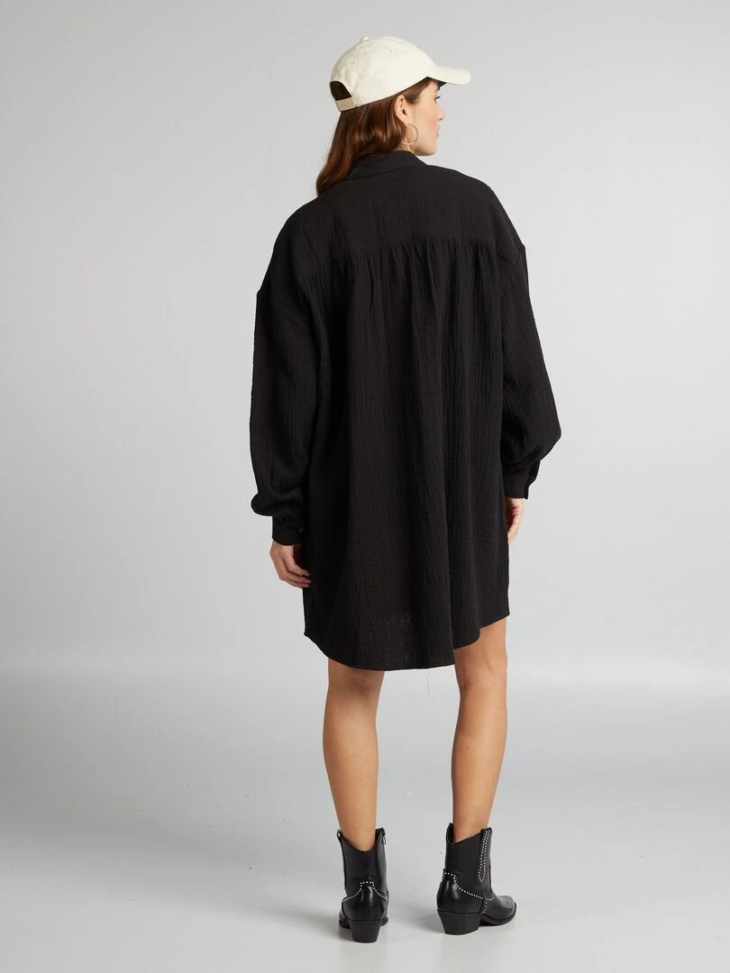 Chemise oversize en gaze de coton   noir