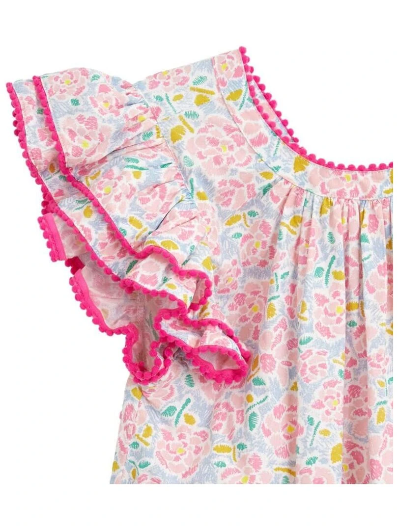 Robe Cérémonie Fleurie Rose Été   Manches Papillons  BUTTERFLY   La Faute à Voltaire   Rose clair