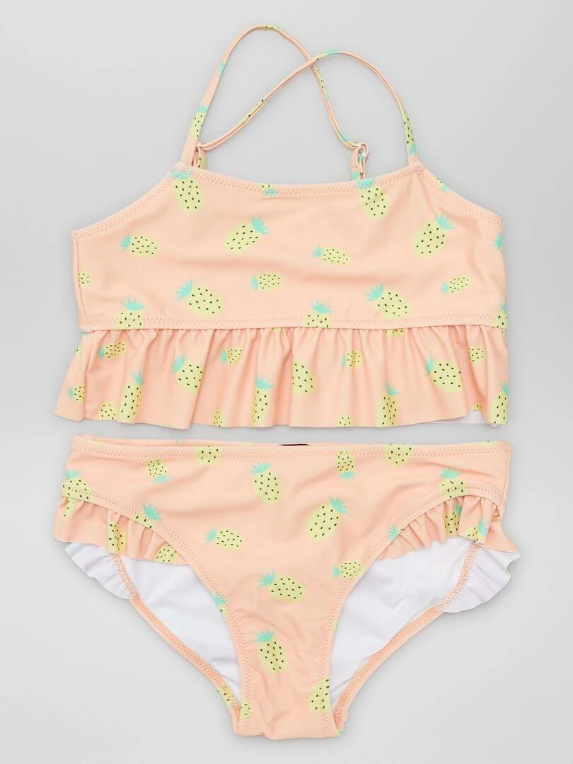 Maillot de bain 2 pièces volanté Orange