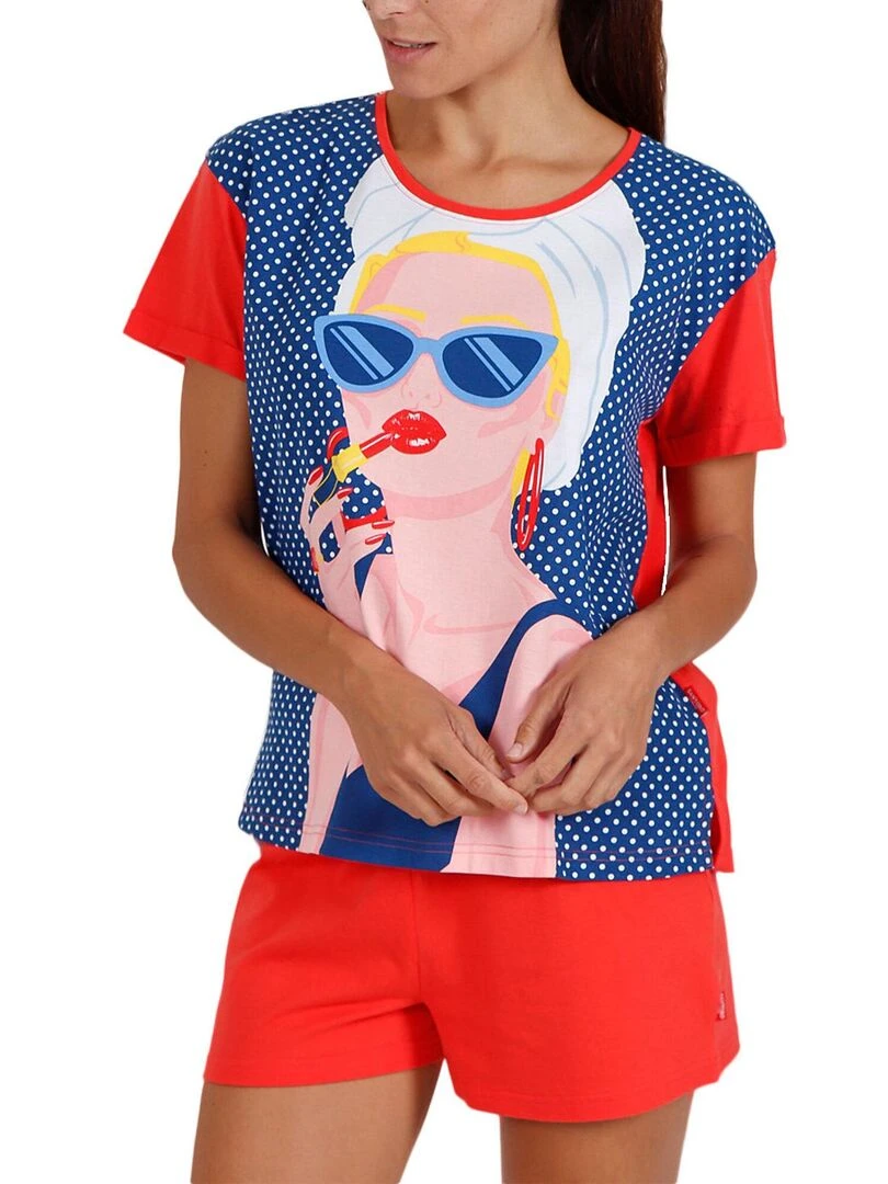 Pyjama short t shirt Lady In Red Santoro rouge   Rouge