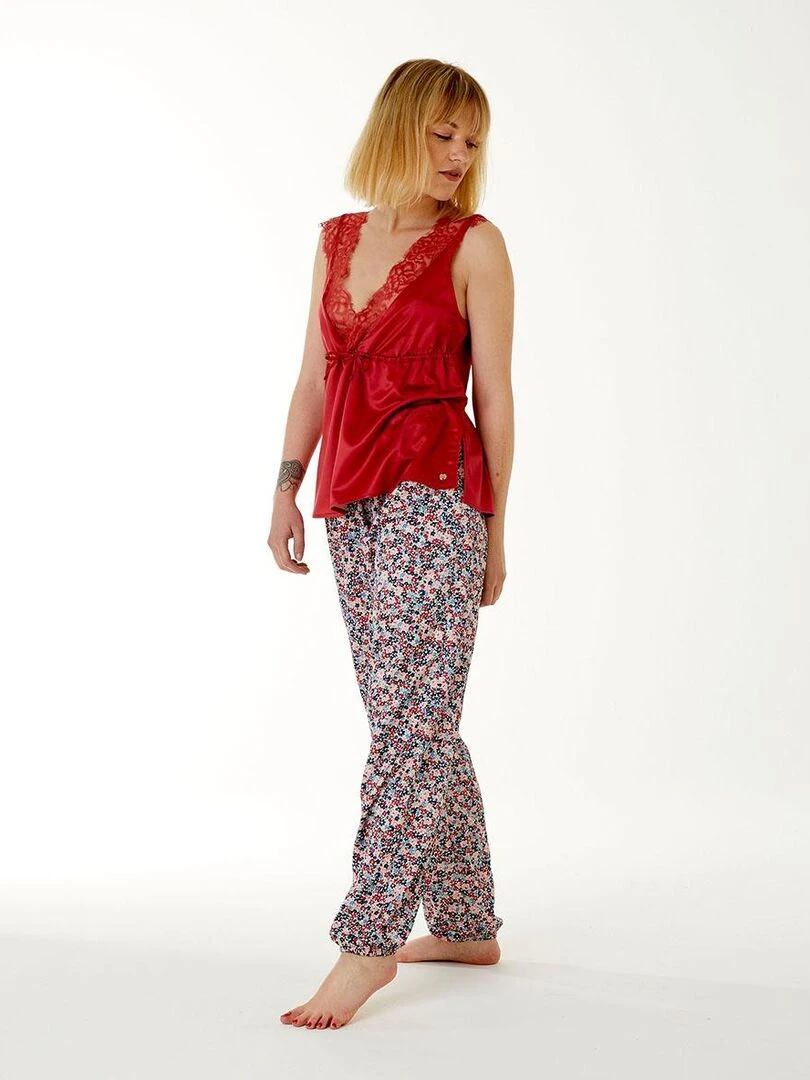 Pyjama STYLEE Brigitte Bardot Bleu Rouge