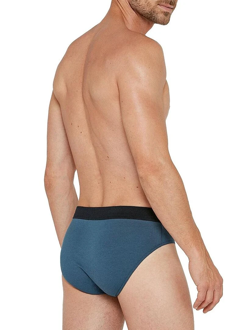Slip en coton ceinture tubulaire sans coutures   Bleu