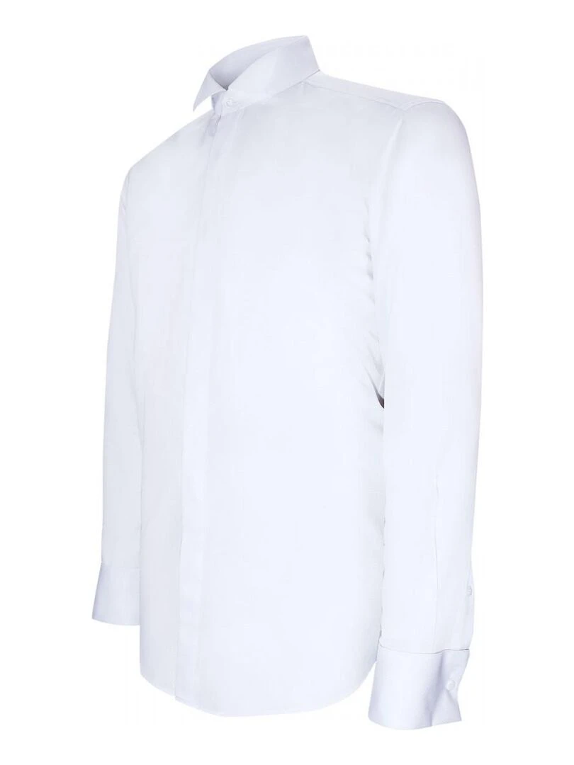 Chemise cintrée col cassé tissu armuré CROKEN   Blanc