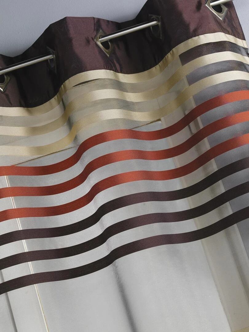 Voilage en Organza rayé et Coloré Marron chocolat
