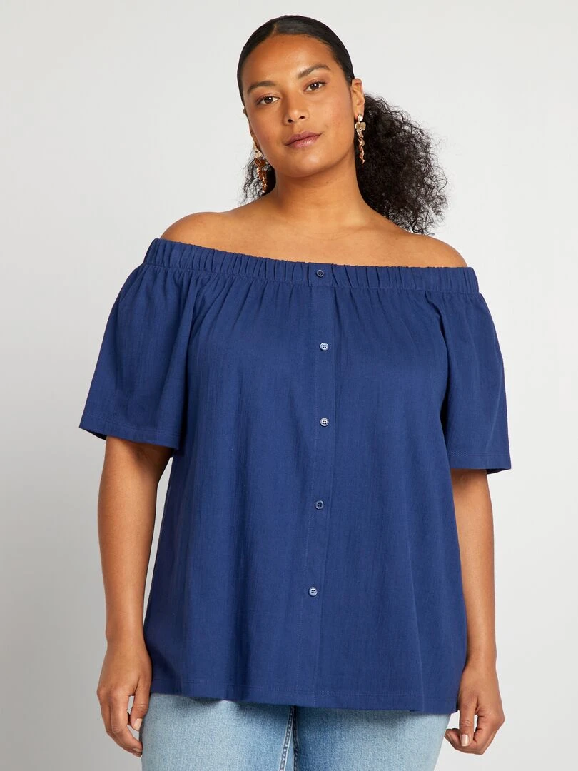 Tee shirt col bardot   Bleu marine