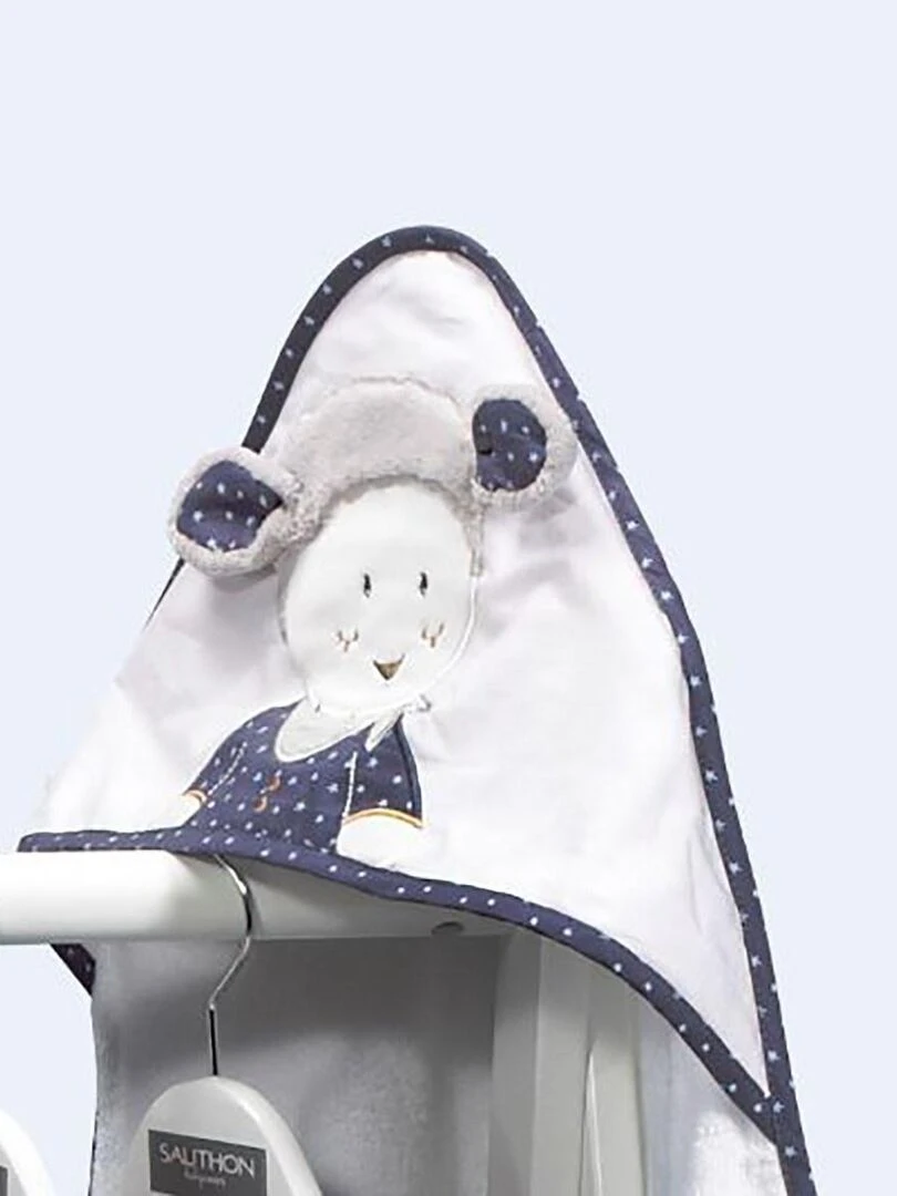 Sortie de bain 75x75cm et son gant en coton blanc   SAUTHON   Blanc