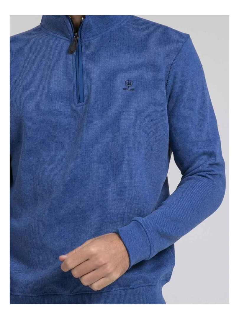 Sweat col montant zippé WOMPOU   Bleu