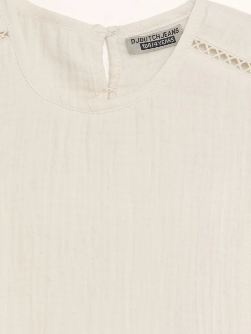 Robe évasée en gaze de coton Crème