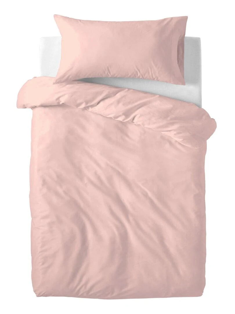 Parure housse de couette 2 pièces Basic "Happyfriday" Rose pâle