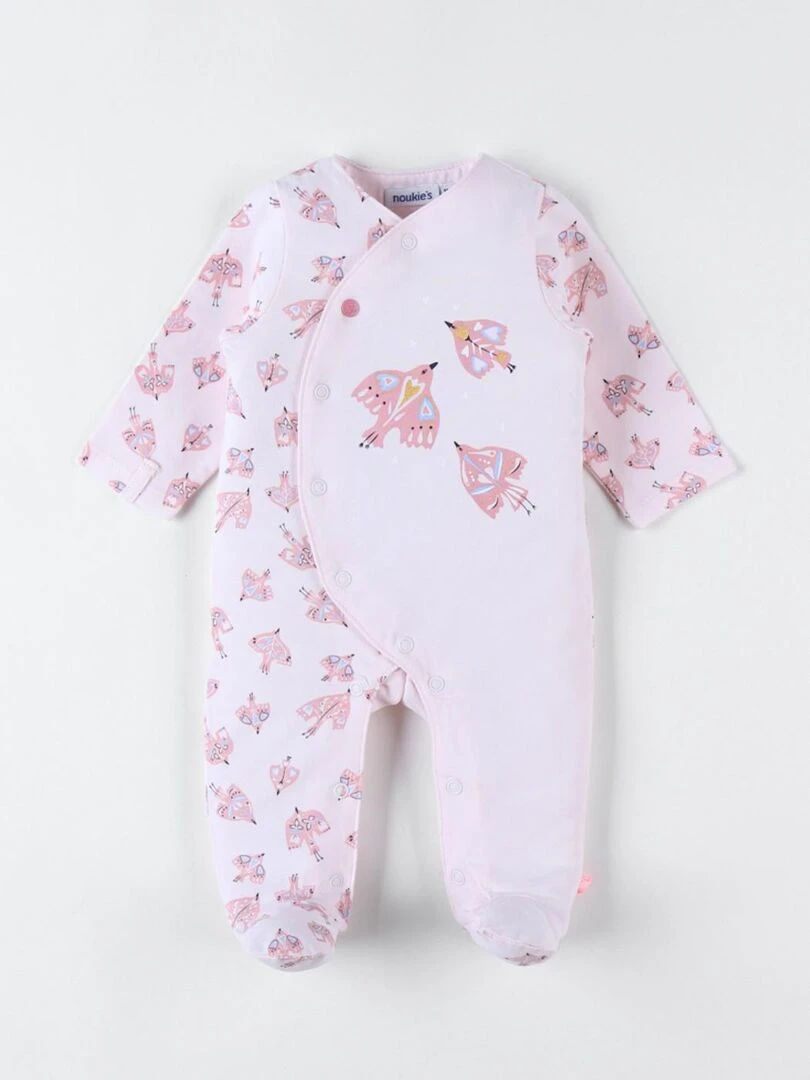 Pyjama 1 pièce imprimé oiseaux en jersey clair Noukie's Rose