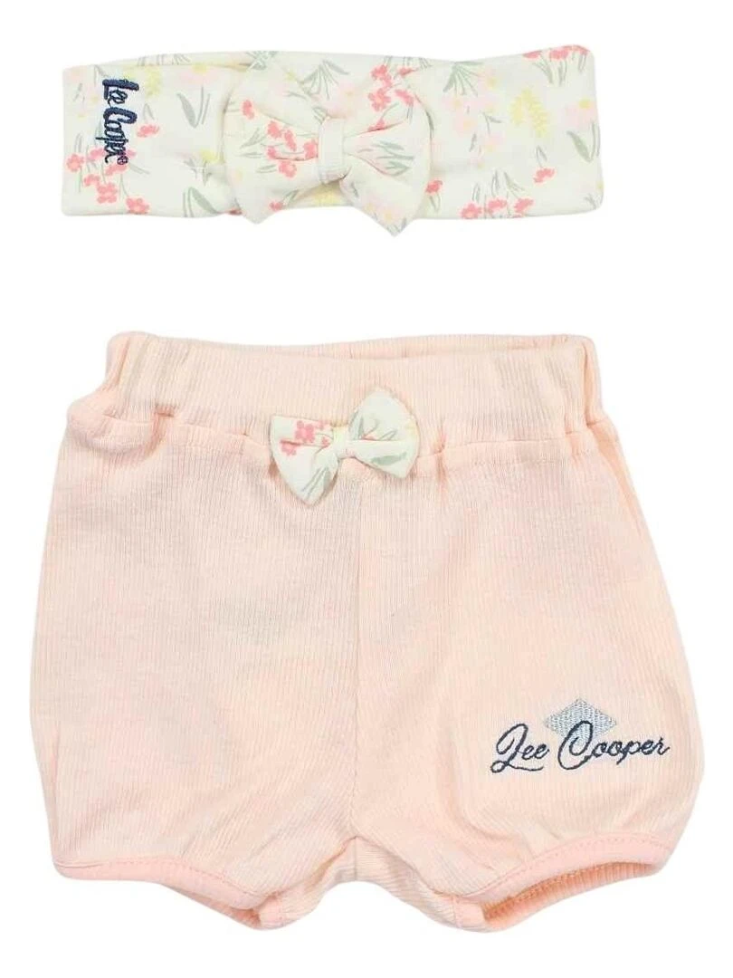 Lee Cooper   Ensemble ​​Body short bandeau bébé fille Imprimé Logo   Blanc