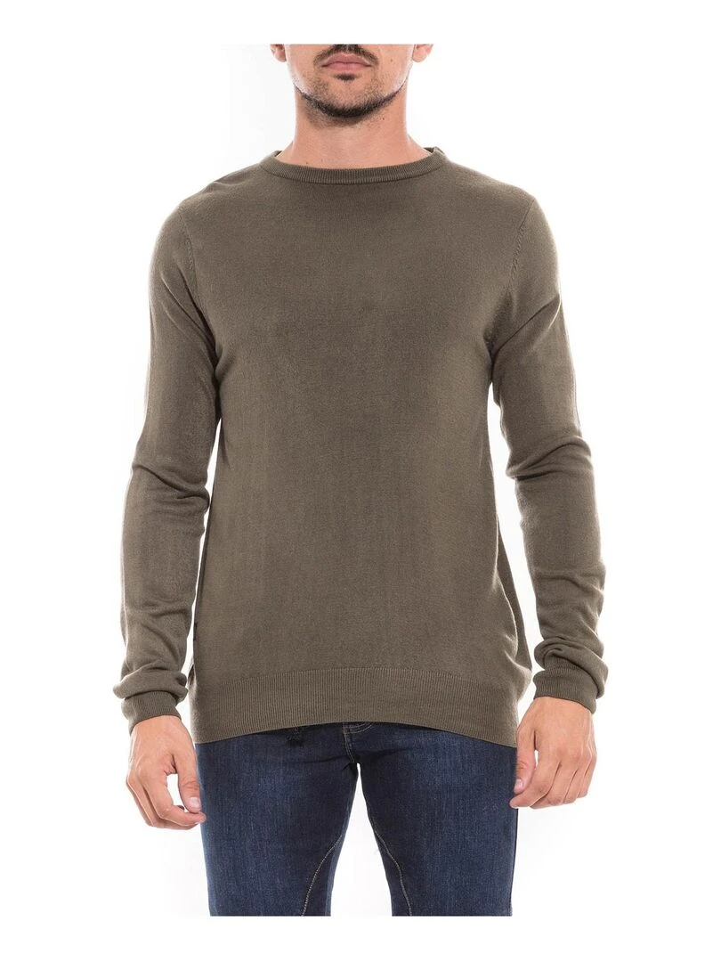 Pull col rond effet cachemire LANNIS Kaki