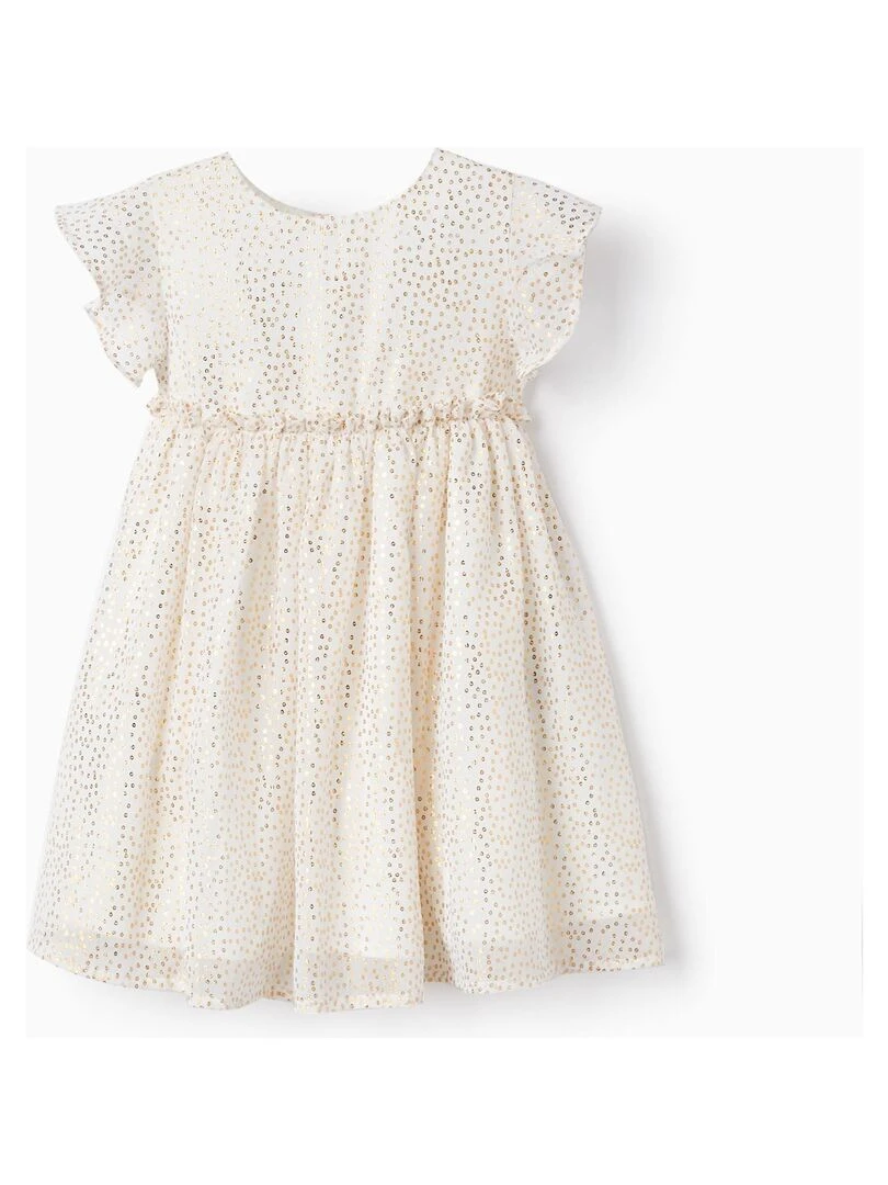 Robe de cérémonie pour bébé fille manches courtes LETS PARTY Blanc