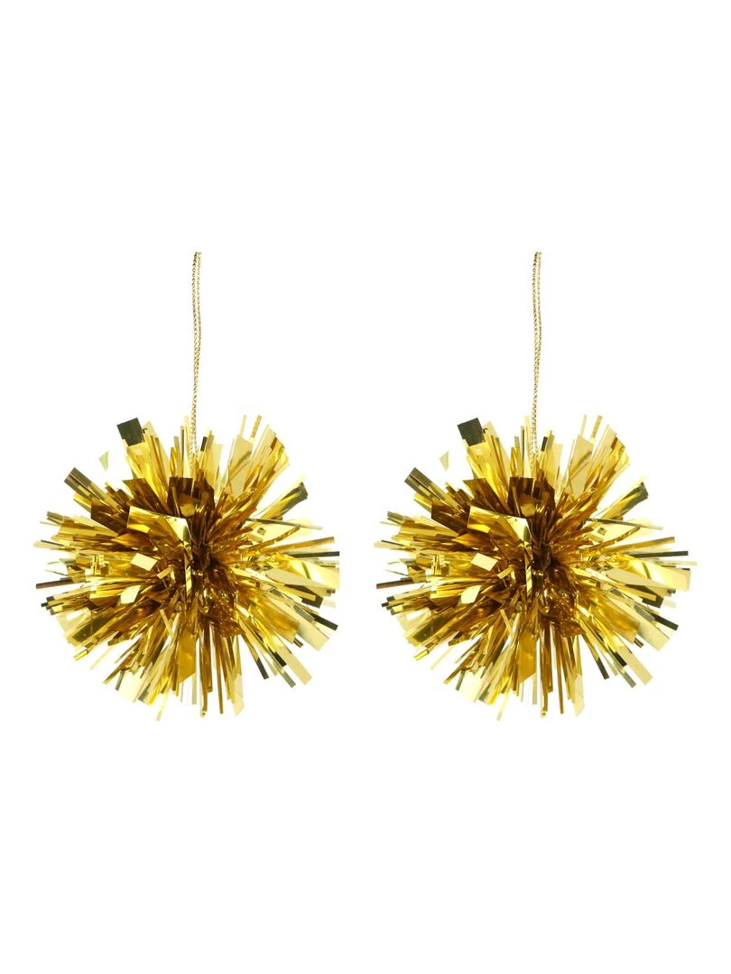 Set de 2 pompons de noel Doré/or