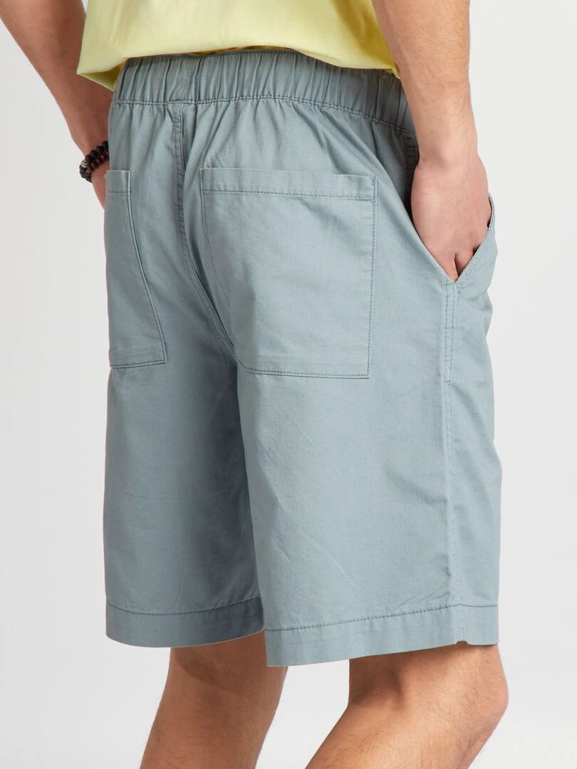 Short droit à taille élastiquée   Bleu