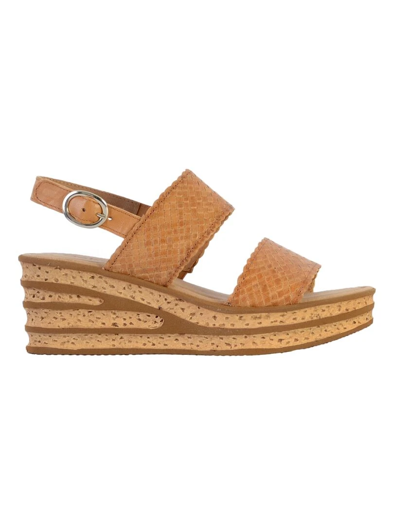 Sandale Compensée  Cuir Gabor Flecht   Marron