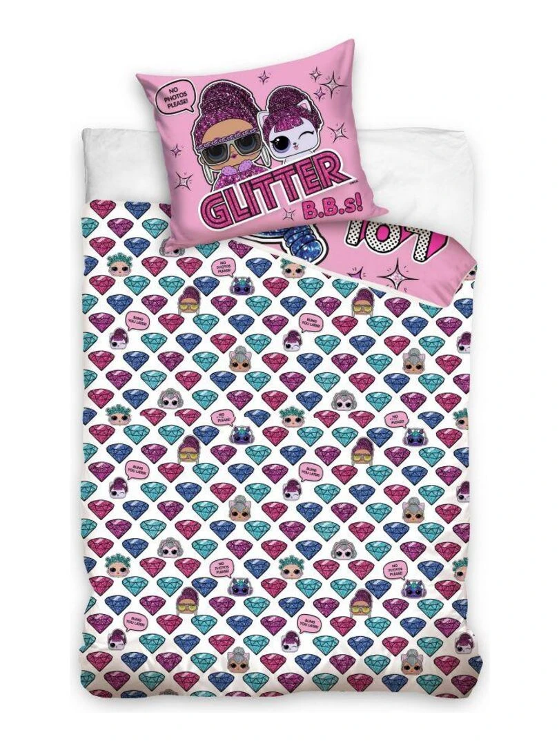 Parure de lit enfant LOL Surprise Glitter 100% coton 140x200 cm Rose