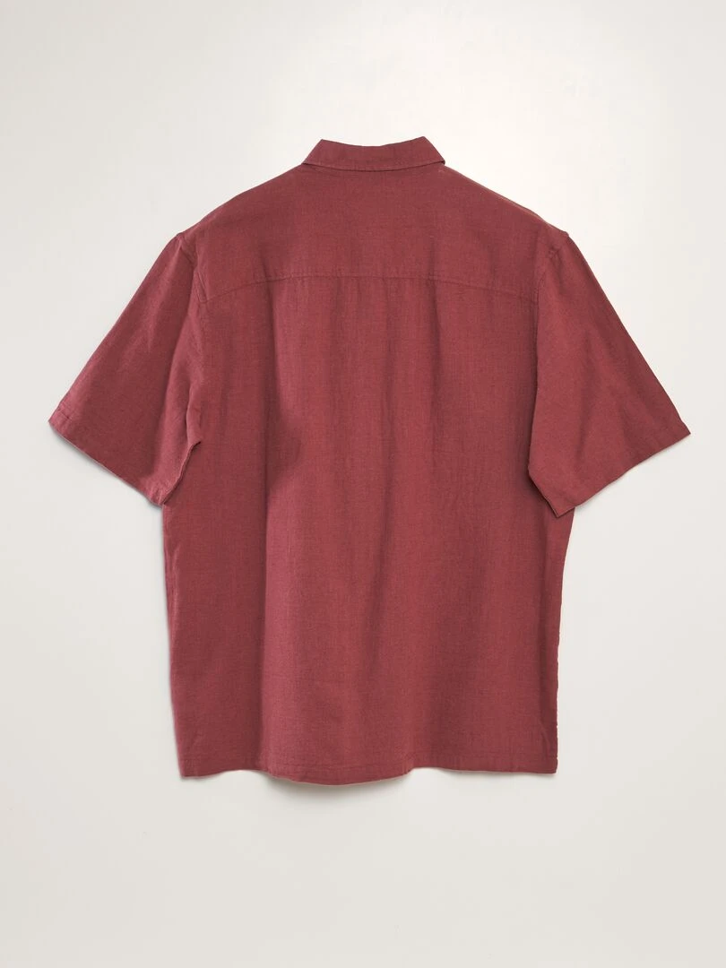Chemise à manches courtes avec lin Rouge