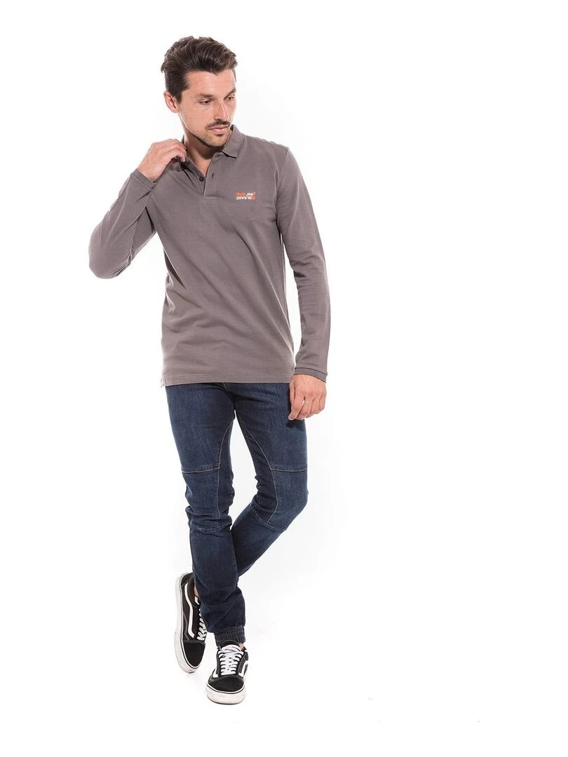 Polo manches longues en coton PODRICK   Gris clair