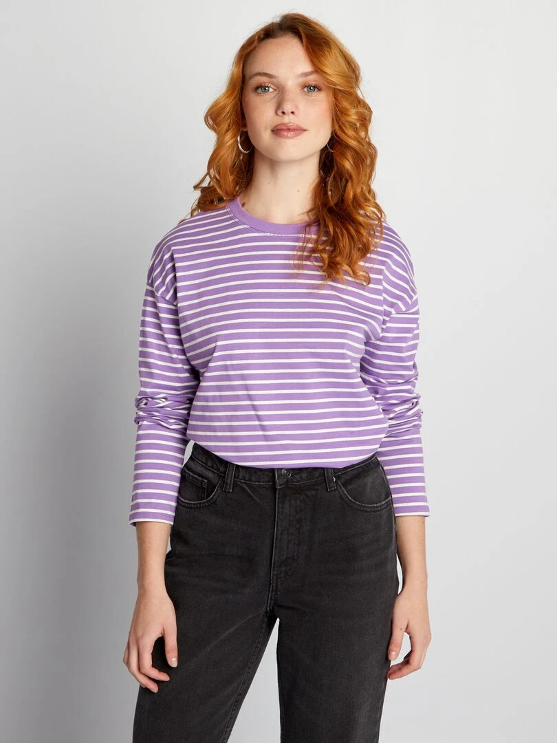 T shirt marinière en jersey VIOLET