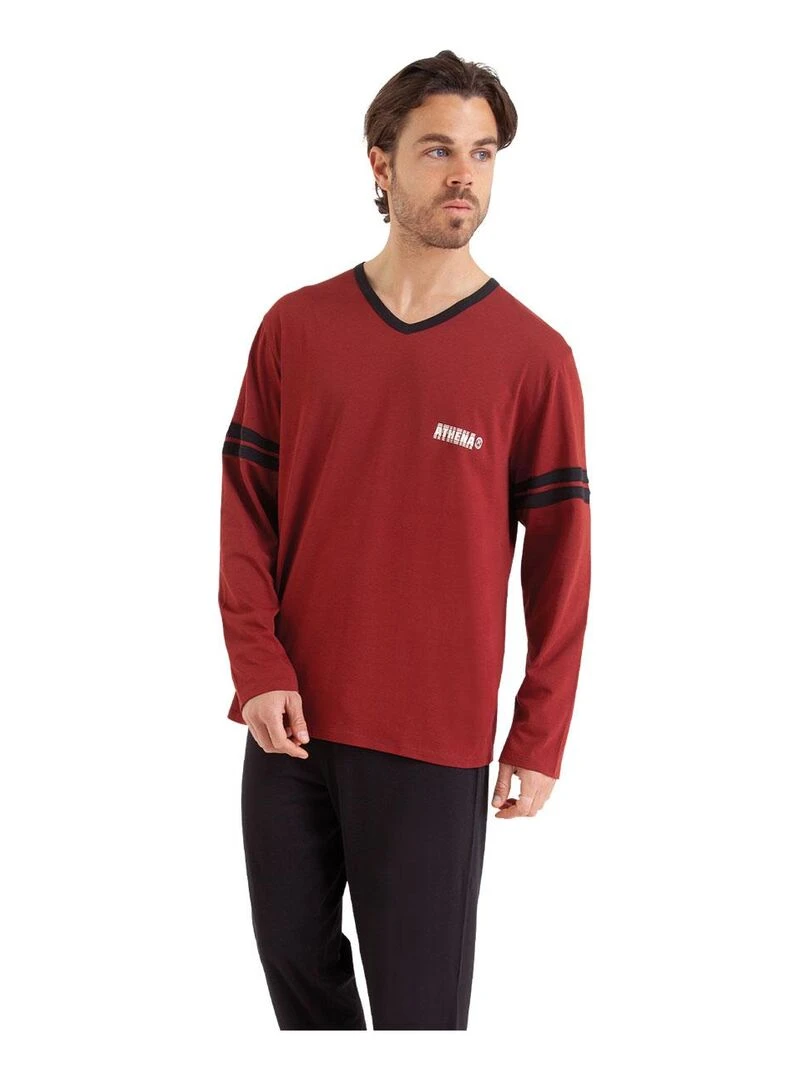 Pyjama long homme Ecopack Noir Rouge