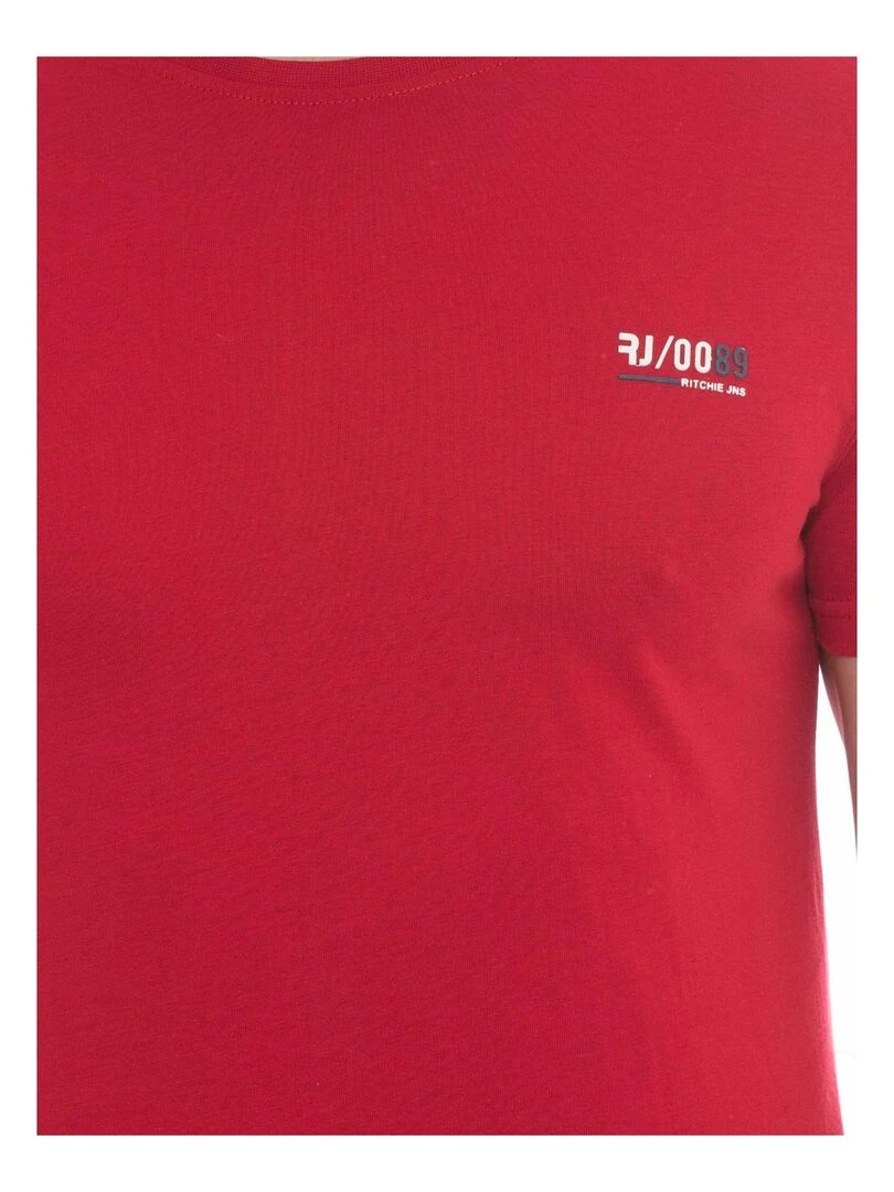 T shirt col rond en coton NAMASKA   Rouge