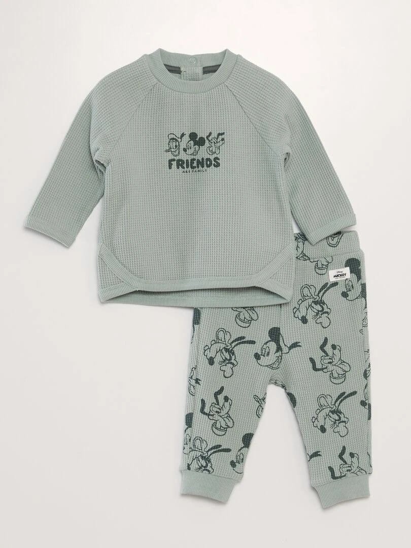 Ensemble jogging sweat + pantalon 'Disney' en nid d'abeilles 2 pièces VERT