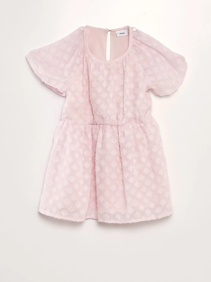Robe en voile texturé Rose