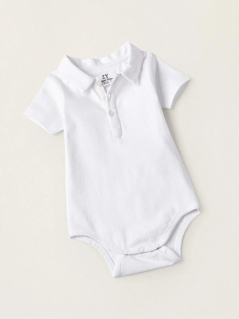 Ensemble de Body + Short à Bretelles pour Nouveau Né  CÉRÉMONIE   Blanc