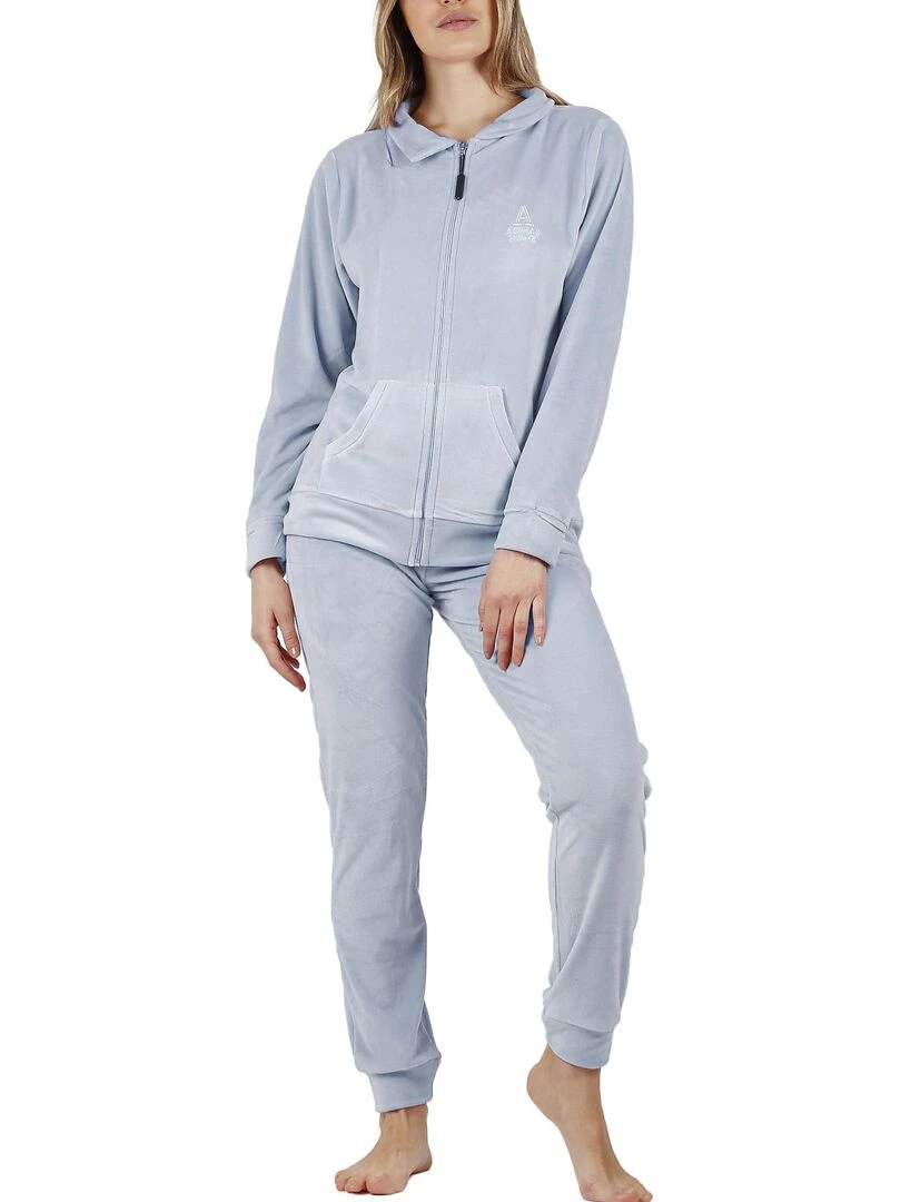 Pyjama pantalon veste zippée Soft Home Bleu