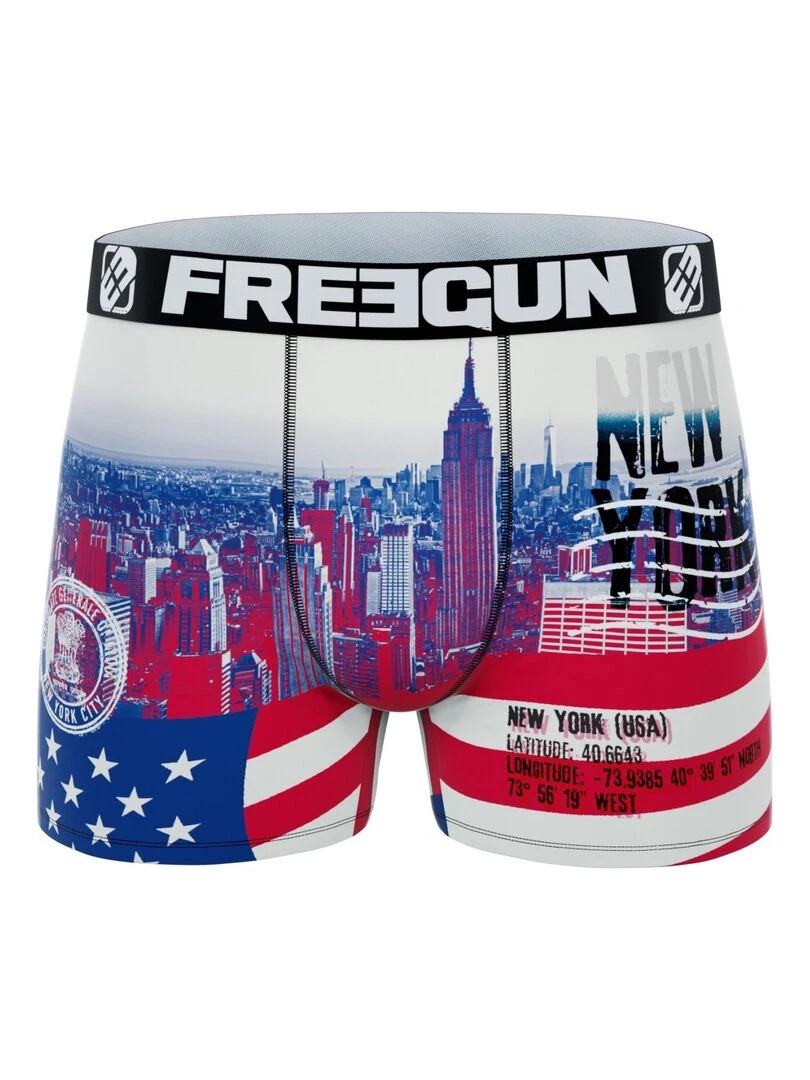 Lot de 4 Boxers garçon Flag & Cities Freegun   Bleu