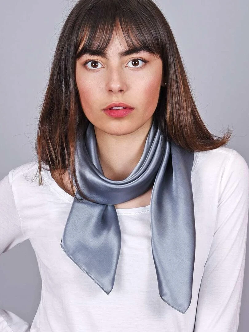Carré de soie Premium Uni Gris