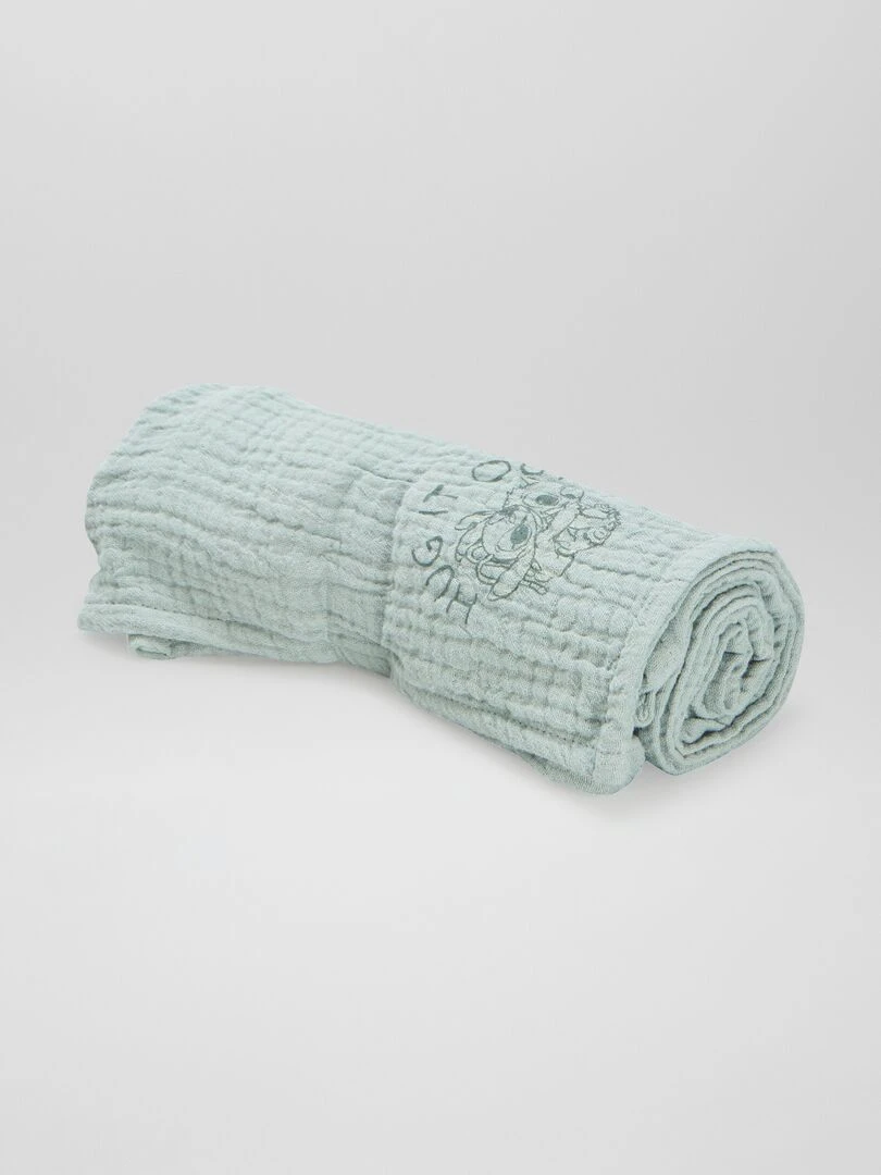Lot de 2 langes en gaze de coton 'Stitch'   Vert