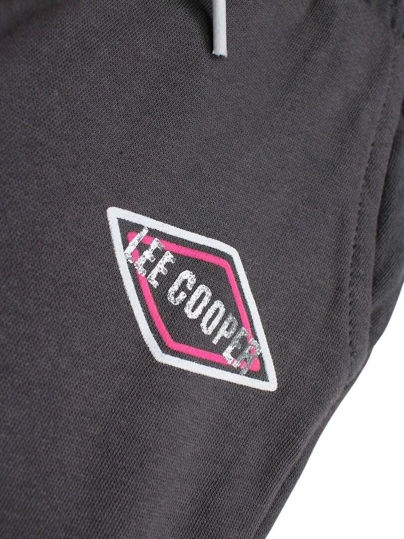 Lee Cooper   Jogging fille imprimé logo en coton   Gris