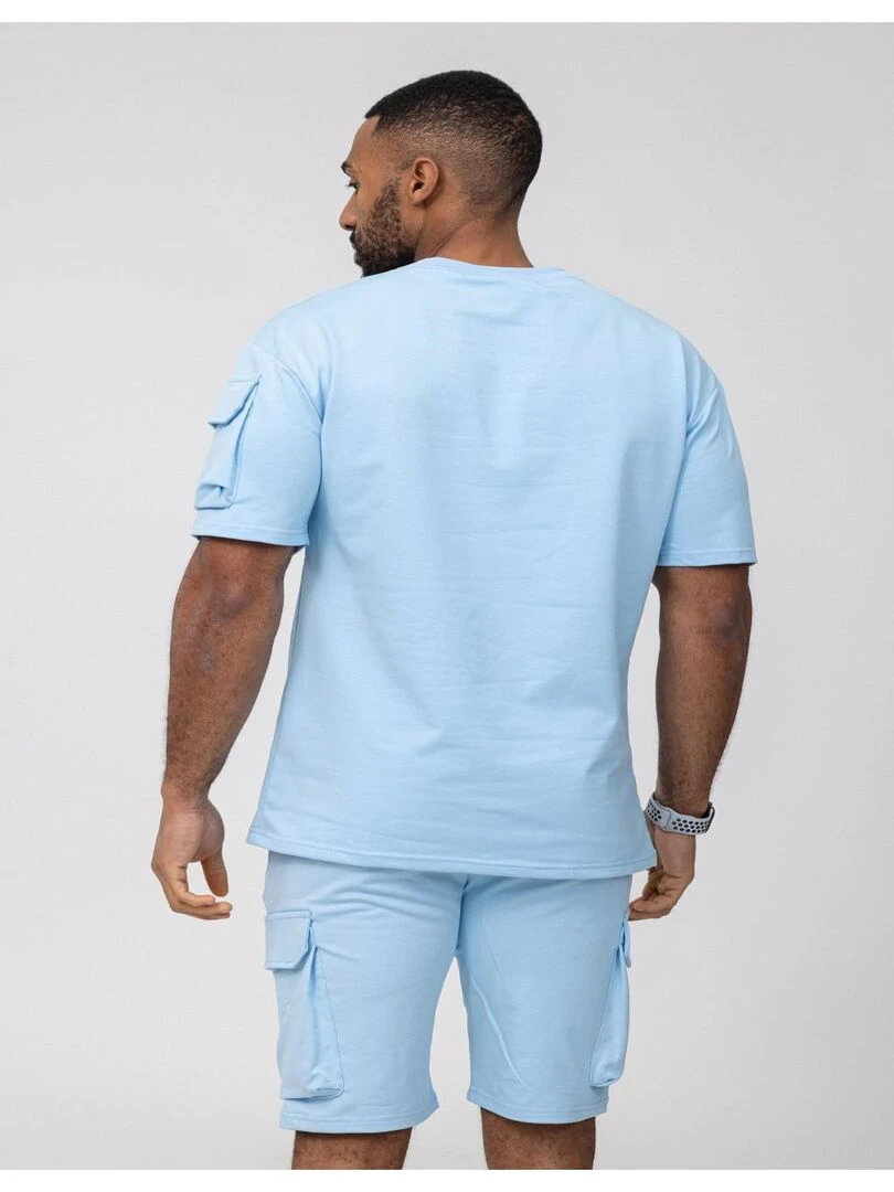 Ensemble Short T shirt Kebello   Bleu ciel